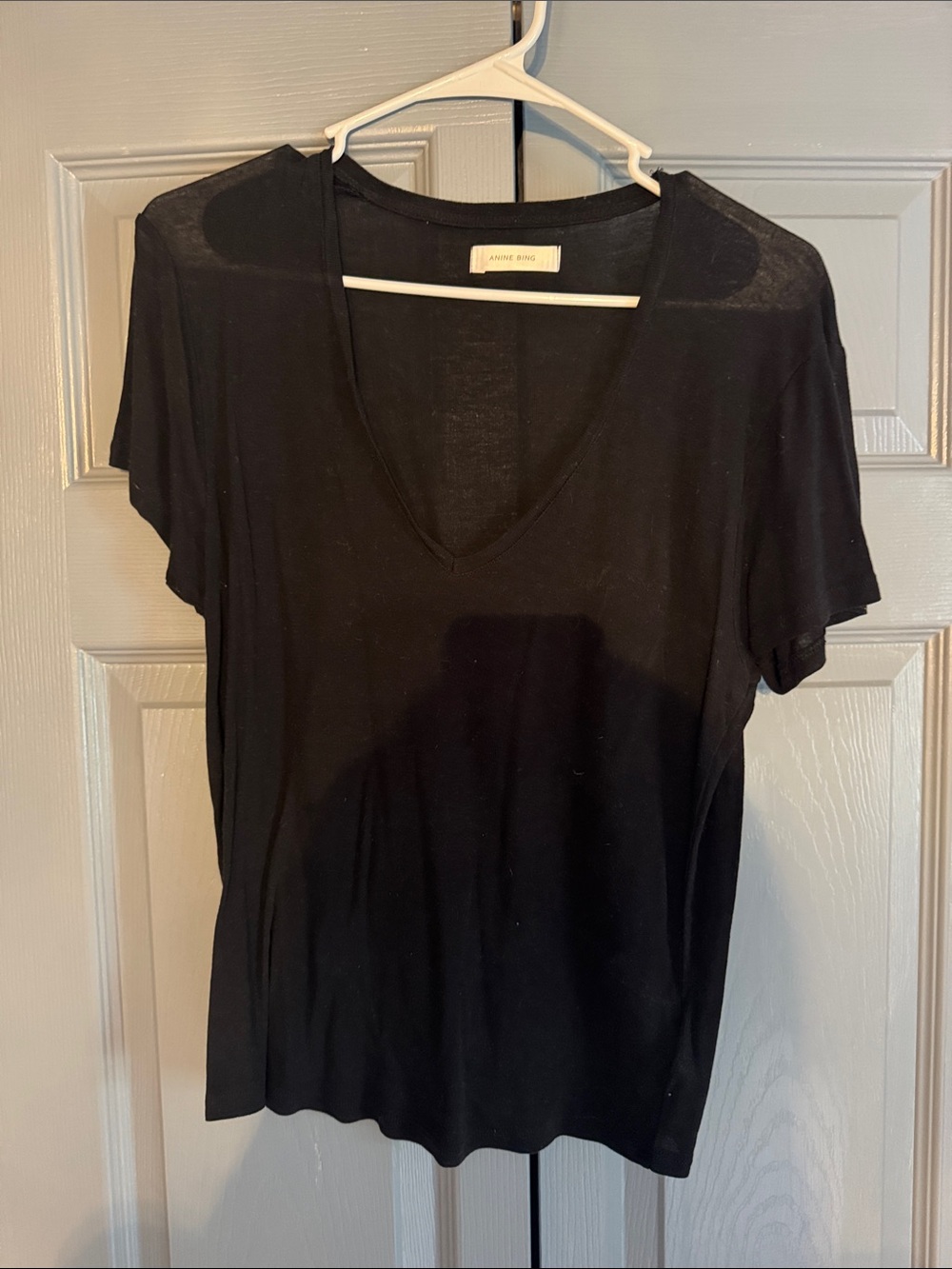 Anine Bing Black V-Neck Short Sleeve Tee